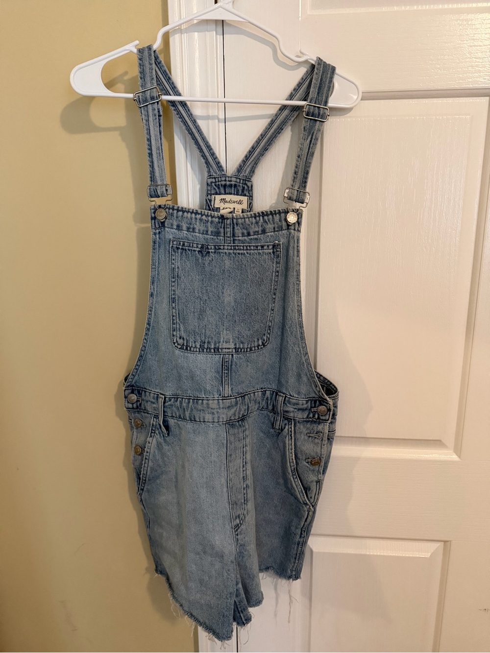 Madewell Light Blue Denim Short Overalls